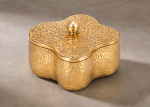 Boîte de rangement de luxe pour fruits secs en or brossé de qualité supérieure, à quatre compartiments, avec bouton sphérique, organisateur alimentaire en fer blanc - Product Image 3