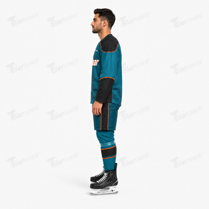 Uniforme de hockey sur glace unisexe, style gardien de but, respirant, léger, tissu polyester extensible, jersey de hockey à manches longues, athlétique - Product Image 3