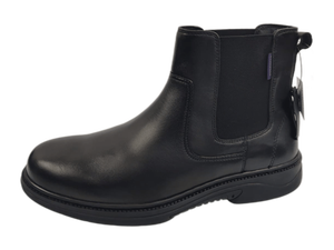 Bottes à enfiler pour hommes en cuir noir, style mocassin, avec doublure en tissu gaufré, imperméables, semelle extérieure en caoutchouc antidérapante, construction collée/Strobel - Product Image 4