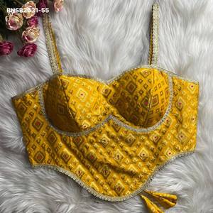 Collection de Blouses Sans Manches et Style Corset en Tissu Banarasi de Qualité Supérieure avec Tricot et Motifs Mina Zari – Vente en Gros - Product Image 5
