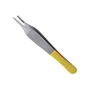 Forceps de chirurgie plastique T/C Adson 4,75 po (12 cm) à pointe fine droite en carbure de tungstène, semi-plaqué or, instrument chirurgical - Product Image 3