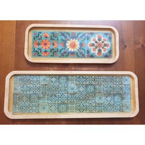 ถาดไม้พิมพ์ลายทำมือ สำหรับเสิร์ฟชา กาแฟ ขนม หรืออาหารเช้า - ถาดพรีเมียม - Product Image 2