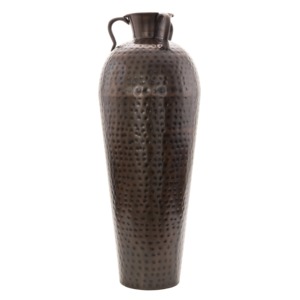 Jarrón de suelo industrial de bronce con asa, superficie texturizada, jarrón decorativo de metal - Product Image 6