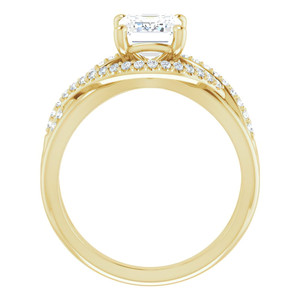 Anillo de compromiso clásico de diamantes cultivados en laboratorio con corte esmeralda y diseño multibanda de 18k/22k para novias en bodas. - Product Image 2