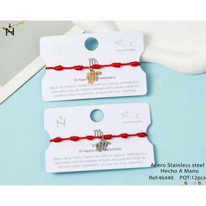 Bracciale con ciondolo in acciaio inossidabile con cordino rosso della costellazione di Angelo della Vergine per donna, regalo astrologico - Product Image 3