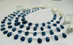 Perles d'apatite néon naturelle, forme poire, lisses, de 4x6mm à 5x7mm, couleur bleue, brin de 8 pouces de long - Product Image 3