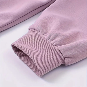 Ensemble sweat-shirt et short rose uni pour bébés filles, col rond, manches longues, décontracté, automne, ensemble de vêtements 2 pièces - Product Image 3