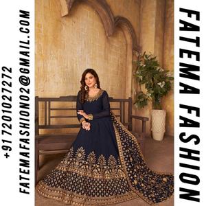 Último Modelo de Salwar Kameez Anarkali Largo de Diseñador con Elegante Bordado en Georgette Sintético para Mujeres Adultas, Ideal para Fiestas, Festivales y Bodas - Product Image 2