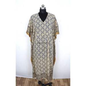 Robe tunique longue sexy en tissu tissé pour femme, noir et blanc, élégante, tenue de plage, coton biologique, imprimé floral, kaftan naturel - Product Image 3