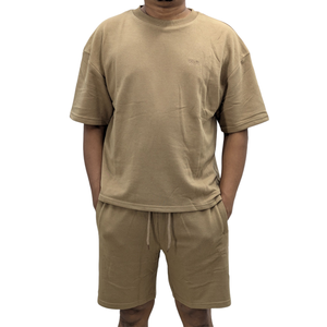 Mens Summer Sporty 100% Cotton Velour Short Sleeve T-Shirts and Shorts Sweatsuit 2-Piece <b>Set</b> - Product Image 3
