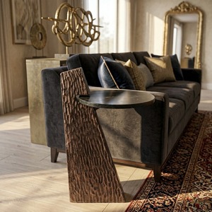 Mesa Moderna Shine On con Marco Dorado y Tapa de Vidrio para Sala de Estar, Mueble Decorativo - Product Image 3