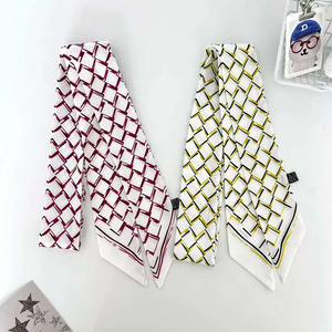 Luxury Brand Geometry Print Skinny Satin Scarf for Bag Handbag <b>Tie</b> Handle Ribbon Scarves Women Hair Band <b>Neck</b> Scarfs Neckerchief - Product Image 4