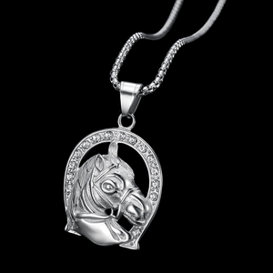 Pendentif Tête de Cheval en Argent 925 Plaqué Rhodium pour Homme Jewelux avec Micro-Incrustation de Diamants Ronds Brillants Style Hiphop - Product Image 2