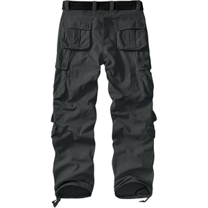 Pantalon cargo en toile décontracté pour homme, coupe ajustée, multi-poches, tissu confortable et foncé, idéal pour le quotidien ou les aventures en plein air - Product Image 4