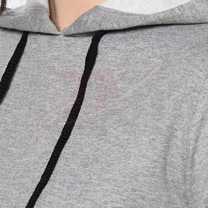 Hoodie court gris au design tendance, 100% coton molletonné, coupe décontractée, grandes tailles, pour femme, style minimaliste et décontracté. - Product Image 4