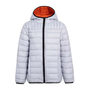 Chaqueta para hombre con logo personalizado, chaqueta de invierno para hombre, talla grande, nueva, gruesa, con cuello alto, acolchada, con bolsillos con cremallera, color blanco liso. - Product Image 2