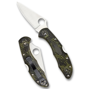Navajas Plegables con Mango Texturizado Verde y Negro, Hoja Plateada con Borde Liso, Orificio Redondo para el Pulgar y Clip de Bolsillo Portátil - Product Image 1