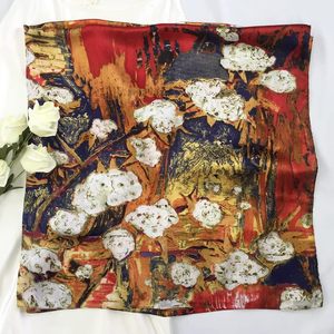 Floral Printed Silk <b>Square</b> <b>Scarf</b> Women Fashion Accessory All Seasons 100% Silk Multi-Functional Adult Wear - Product Image 4