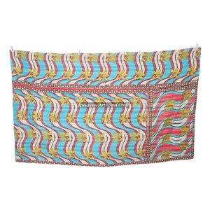 Indian Kantha Quilts Blanket <b>Throw</b> Bengali Gudari Reversible Cotton <b>Quilted</b> Bedspread Vintage Decor Handmade Old Vintage Indian - Product Image 2