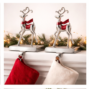 Luxury Silver Metal Reindeer <b>Stocking</b> <b>Holder</b> For Mantel Sturdy Zinc Alloy Fireplace <b>Stocking</b> Hanger With Weighted Base Nordic - Product Image 4