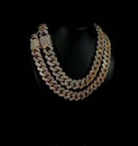 ผ่านการทดสอบเพชร เงินแท้ 925 ขนาด 6 มม. 8 มม. 10 มม. สองแถว ประดับเพชรแบบ Iced Out สไตล์ฮิปฮอป VVS มอยส์ซาไนต์  สร้อยคิวบาลิงค์ - Product Image 1