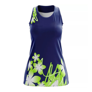 Tenue de netball sur mesure pour adultes et enfants, sans manches, design Aline, impression numérique intégrale, matière polyester, bavoir inclus - Product Image 2