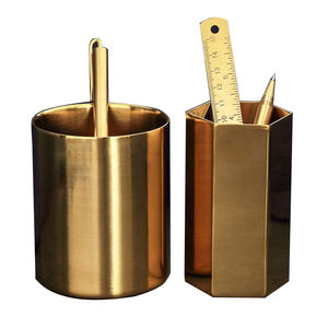 Top Trending Stainless Steel Golden Finishing Different Shapes Desk Organizer Set Of Two Premium Quality For Alternative Usage - Product Image 1