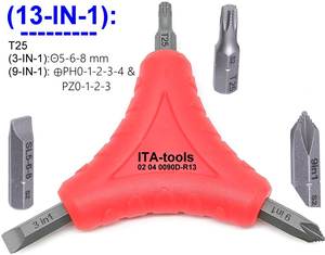 Tournevis multifonction 3-en-1 Torx, Hex, Fente, Pozidriv, Phillips avec embout antidérapant, magnétique et forme triangulaire ODM OEM - Product Image 4