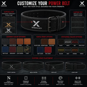Ceinture de musculation en cuir véritable X Custom 10mm 13mm, ceinture de levage pour la gym avec boucle à double ardillon, support OEM ODM - Product Image 6