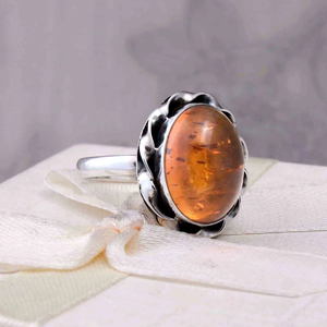 Anillo de Plata de Ley 925, Estilo Clásico, Anillo de Plata Fina, Anillo de Regalo de Aniversario con Bisel de Ámbar Báltico Natural - Product Image 2