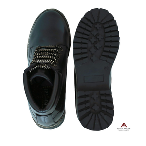 Botas de Invierno para Hombre con Parte Superior de Cuero Negro, Tacón Alto Oculto y Diseño con Cordones, por Asken Atelier - Product Image 4