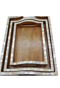 Juego de bandejas decorativas rectangulares de mármol con patrón geométrico, diseño contemporáneo de varias piezas con asa funcional - Product Image 4