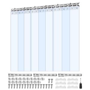Tenda a Strisce in PVC Trasparente 84 Altezza x 36 Larghezza x 0,08 Spessore, 6 Pezzi, per Porte Industriali di Congelatori e Cella Frigorifera, Superficie Liscia - Product Image 1