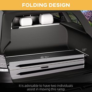 Rampa Pieghevole per Sedia a Rotelle Nera da 2,4 m in Alluminio Antiscivolo con Capacità di 272 kg, Dispositivo Ausiliario per Gradini e Porte - Product Image 5