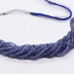 Perles rondes lisses en Tanzanite naturelle 2,5-4 mm, perles de pierre précieuse Tanzanite, brin de 15 pouces, perles rondes simples pour la création de bijoux - Product Image 1