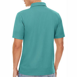 Chemise à manches courtes pour homme, couleur turquoise, coupe classique, boutonnée, en jersey de coton tricoté respirant - Product Image 3