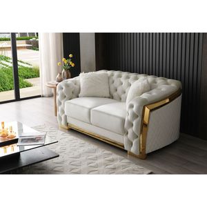 Divano a Due Posti Lexi G0597A L in Avorio, Elegante Divano per Soggiorno - Product Image 1