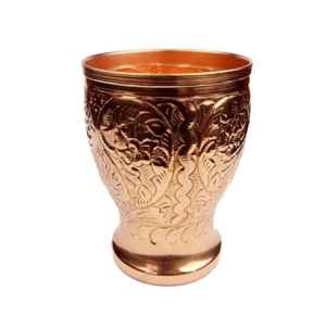 Verre à vin en cuivre finition réfléchissante, bol arrondi, tige fine, élégant, artisanal, vaisselle de luxe, coupe à boisson pour la maison - Product Image 2