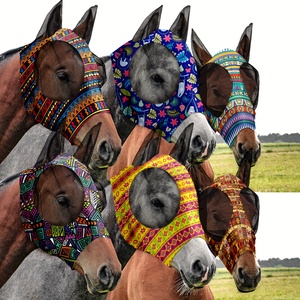 Máscara Antimoscas de Cuero Genuino para Caballos, Protección de Verano, Malla Transpirable, Bloqueo UV, Diseño Suave de Protección para Orejas/Nariz, para Montar a Caballo - Product Image 3