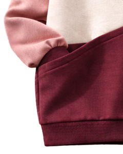 Sudadera de Mujer con Cuello Redondo y Bloques de Color Asimétricos, Tejida en Algodón, para Otoño e Invierno, Largo Regular, Manga Larga, Ecológica - Product Image 5