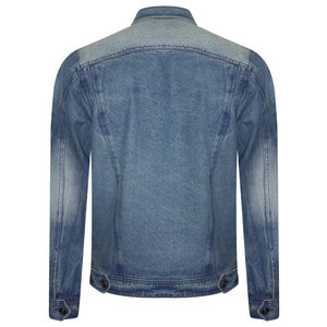 Veste en jean pour homme, bleu délavé, manches longues, boutonnée, coupe droite, en denim de coton délavé à la pierre, style décontracté - Product Image 2