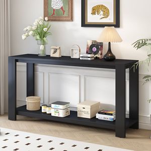 Minimalist Console <b>Table</b> with Bottom Shelf and Four Legs Distinctive Features for Entryway Hallway Living Room - Product Image 1