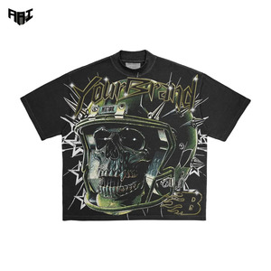 Camiseta de Cuello Redondo Oversize para Hombre con Estampado Serigrafiado, 100% Algodón Premium, Estilo Urbano, Venta al por Mayor, Verano, MOQ Bajo, Marca Privada, OEM ODM EE. UU. - Product Image 1