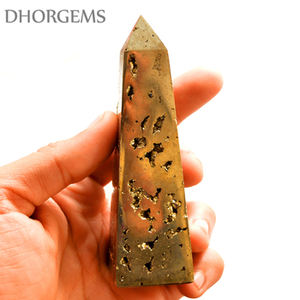 Obélisque en pyrite polie de qualité supérieure, pierre précieuse de cristal pour la guérison et la décoration, pyrite de cuivre à thème amoureux pour la décoration - Product Image 1