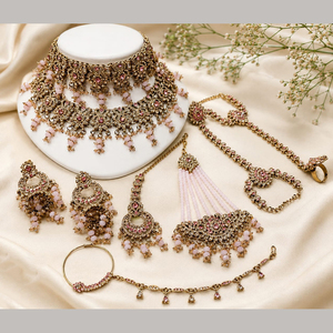 JeweleMarket Parure de mariée plaquée or avec cristaux et strass, style ethnique, pour mariage, fiançailles, anniversaire, fête, modèle 10576038 - Product Image 3