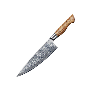 Cuchillo de Chef de Acero de Damasco de 8-9.9 pulgadas, Forjado a Mano, Mango de Madera, Acabado Pulido, para Mano Derecha, Utensilio de Cocina, Hoja Afilada - Product Image 4