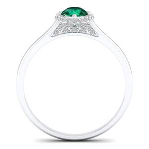 Anillo de Plata de Ley 925 con Esmeralda Natural de Corte Brillante Redondo de 0.5 Quilates, Certificado por GRA, Joyería Fina - Product Image 4