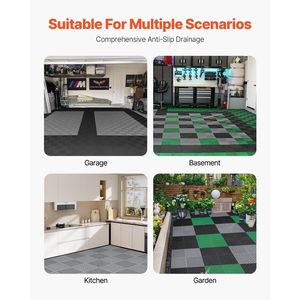 Tappetini Modulari a Incastro 15,7 X 15,7 24 Pezzi Antiscivolo Grigio PP Tappeti Drenanti a Incastro Pavimentazione in Gomma - Product Image 6