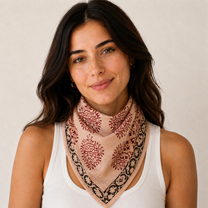 Wholesale Craftjaipur Brand 100% Cotton Hand Block Printed Bandana 21x21 Inches <b>Square</b> <b>Scarf</b> Face-Cover Accessories Rajasthan - Product Image 1