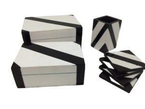 Premium Handmade Resin Inlay <b>Polished</b> <b>Black</b> Ivory Pattern Jewelry Box Elegant Rectangle Decorative Organizer Gifting CRAFT - Product Image 2